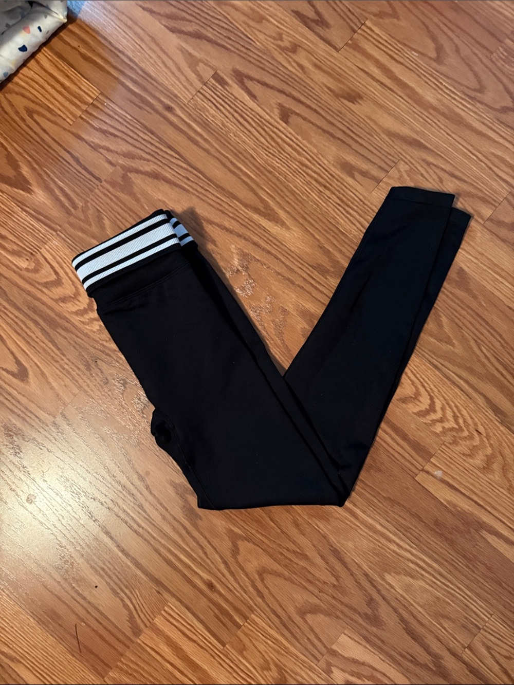 PINK Victoria's Secret Black Leggings with White Striped Waistband